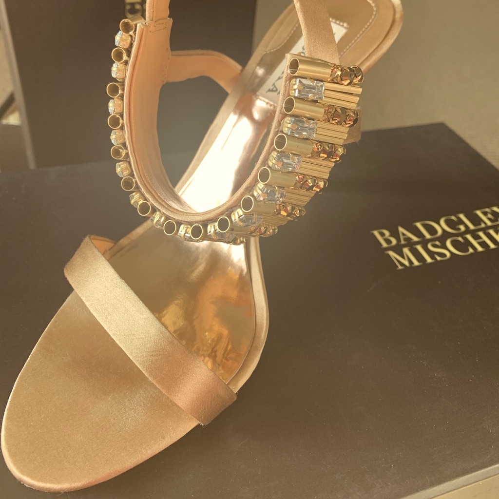 Badgley Mischka Crystal Ankle Strap Evening Shoe